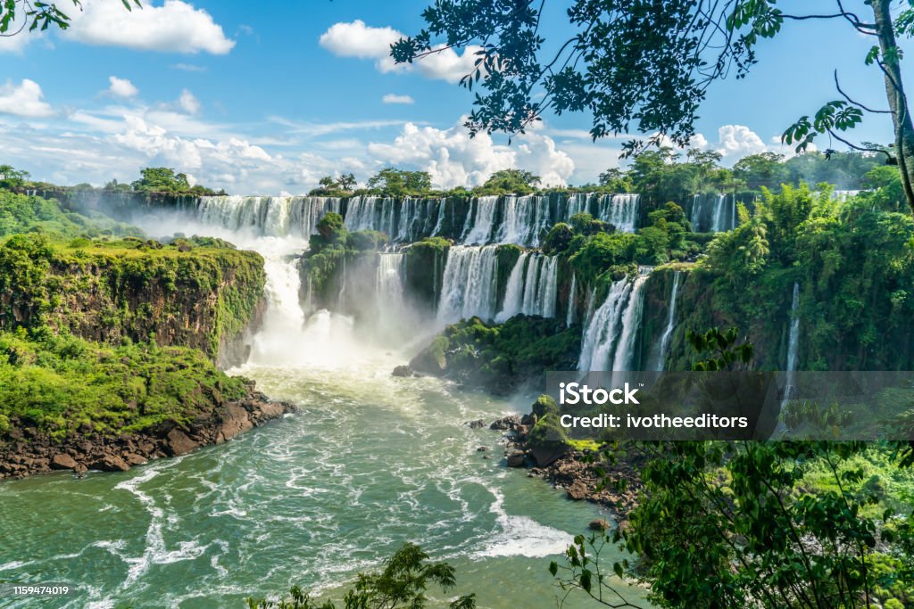 Part of The Iguazu Falls seen from the Argentinian National Park Iguacu Falls Stock Photo