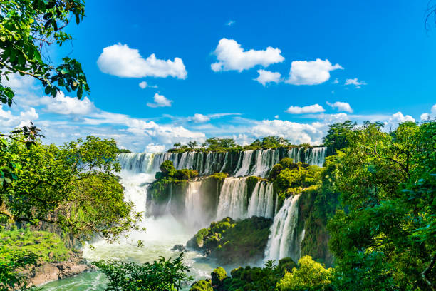 part of the iguazu falls seen from the argentinian national park - argentina landscape scenics south america imagens e fotografias de stock