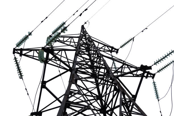 istock high voltage tower, electric pole, metal construction, isolated on white background 1159474679