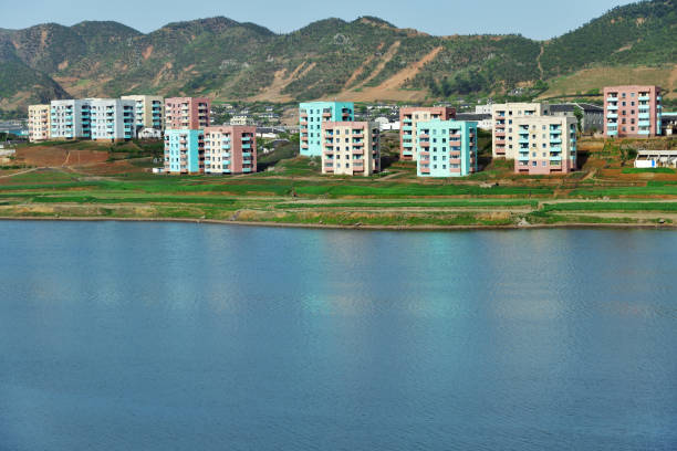 North Korea. Coastal urban-type settlement on the coast of the Japanese or Eastern Sea near Wonsan
