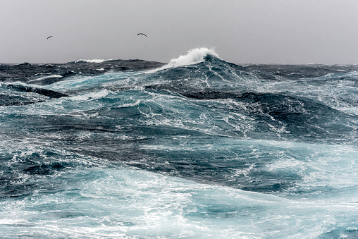 Foamy rough water in the Drake Passage