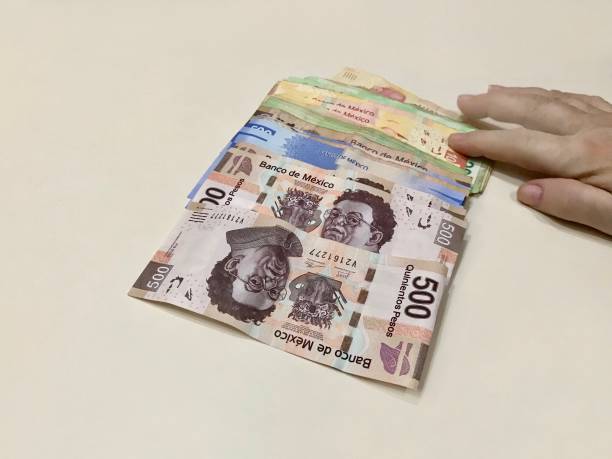 istock Many mexican pesos bills spread over a beige colored desk inside a small business office 1159485167