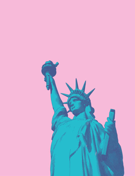 istock Green engraving liberty illustration isolated on pink BG 1159487435