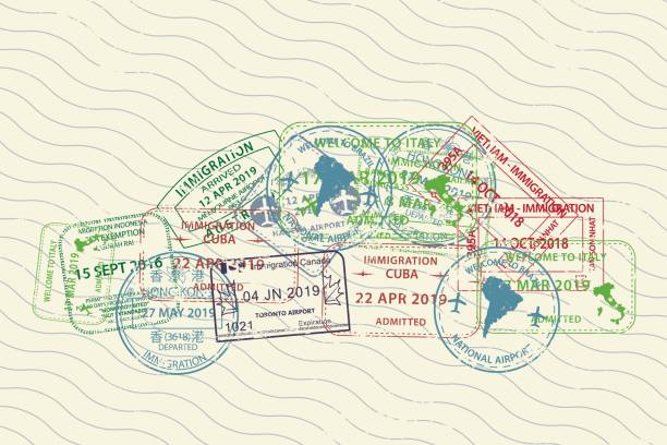 istock Different visa passport stamps in form of car 1159495884
