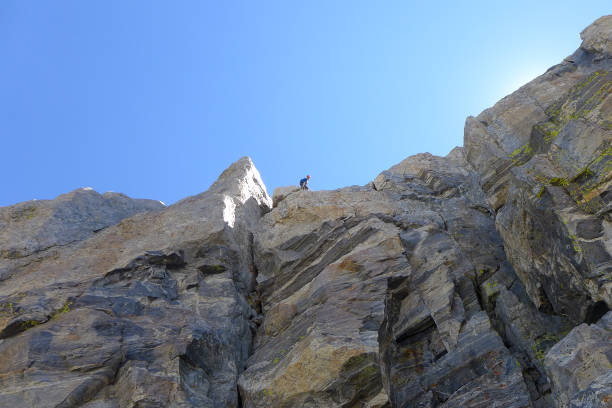 Grand Teton First Rappelling stock photo