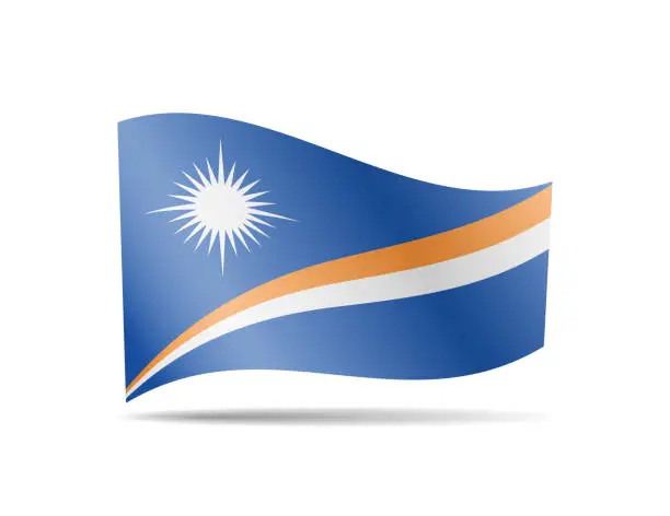 Vector illustration of Waving Marshall Islands flag in the wind. Flag on white vector illustration
