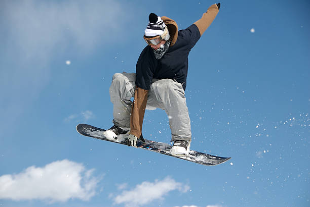 Snowboard jump stock photo