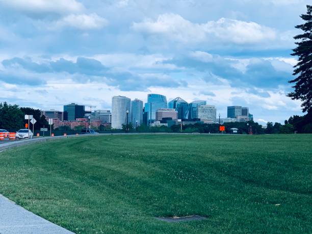 istock Lawn with city in background 1159507230