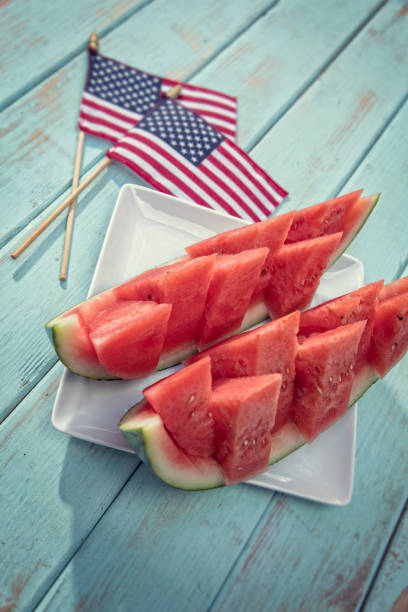 istock Watermelon boat for fourth of July 1159507920