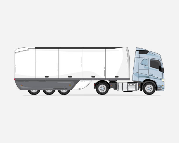illustrations, cliparts, dessins animés et icônes de camion de tête de remorque dans le graphique simple avec le contour - vehicle trailer trucking white outline