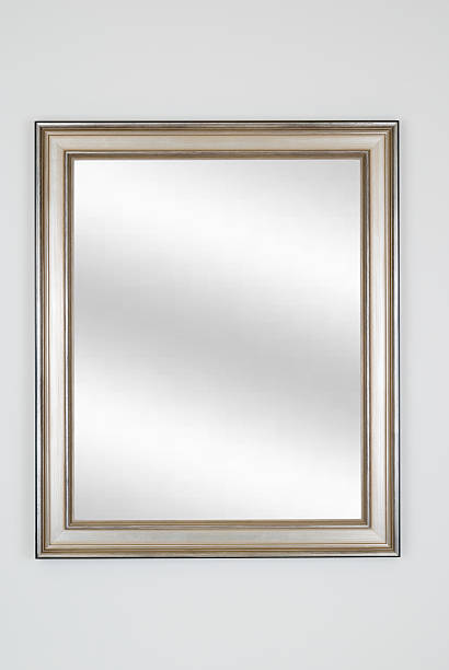 silver foto frame com espelho, isolado a branco - mirror imagens e fotografias de stock