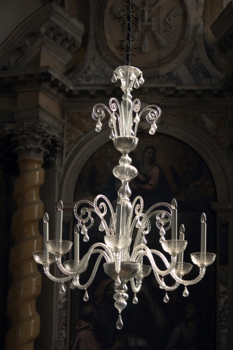 Glass Chandelier in an old church