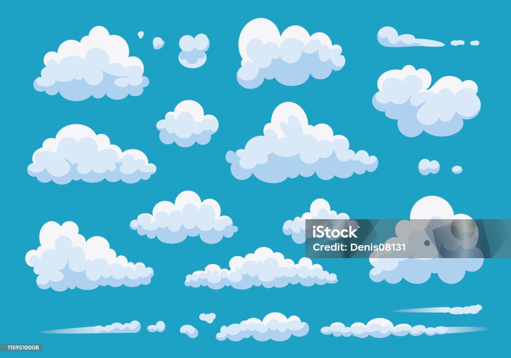 Ilustración de Conjunto De Nubes De Dibujos Animados Aisladas Sobre Fondo  Azul Ilustración De Nube Blanca De Colección Vectorial Cielo Nublado Azul y  más Vectores Libres de Derechos de Abstracto - iStock
