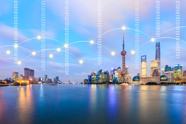 istock Modern city with wireless network connection concept,Shanghai 1159510225