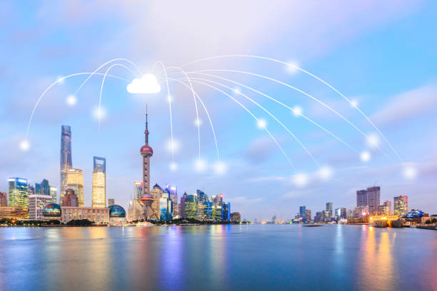 istock Modern city with wireless network connection concept,Shanghai 1159510992