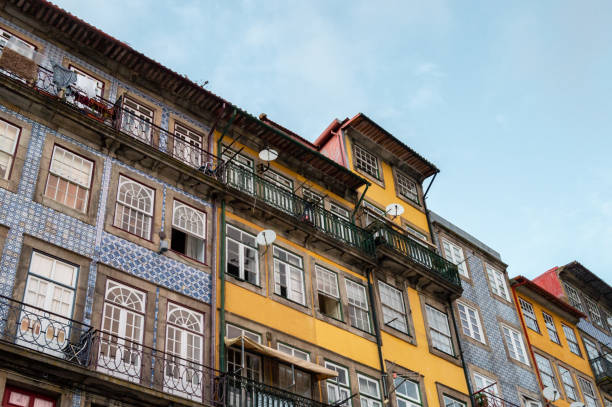 Colorful tiled houses in old Porto, Portugal