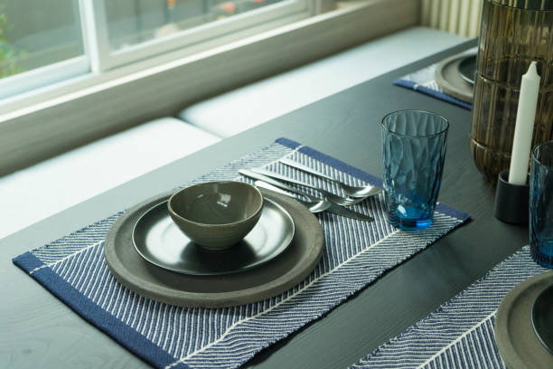 istock Modern grey plate on wood table at home. 1159525922