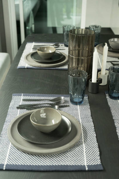 istock Modern grey plate on wood table at home. 1159525928