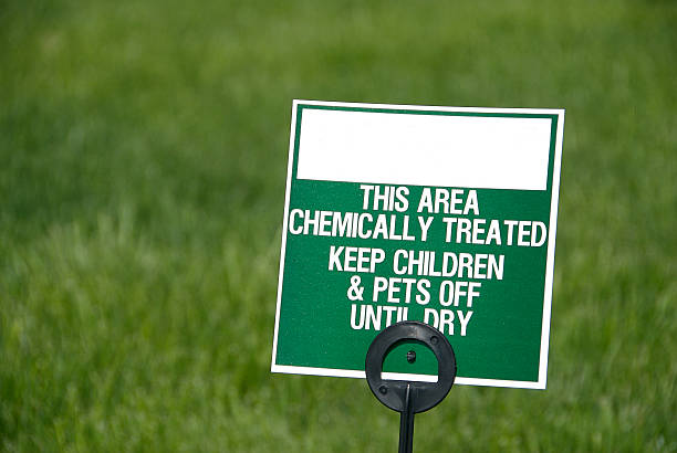 Lawn Sign for Fertilizer stock photo