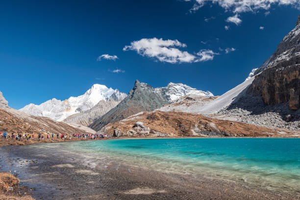 istock Scenery of Limestone mountain range with emerald water at Milk lake 1159531003