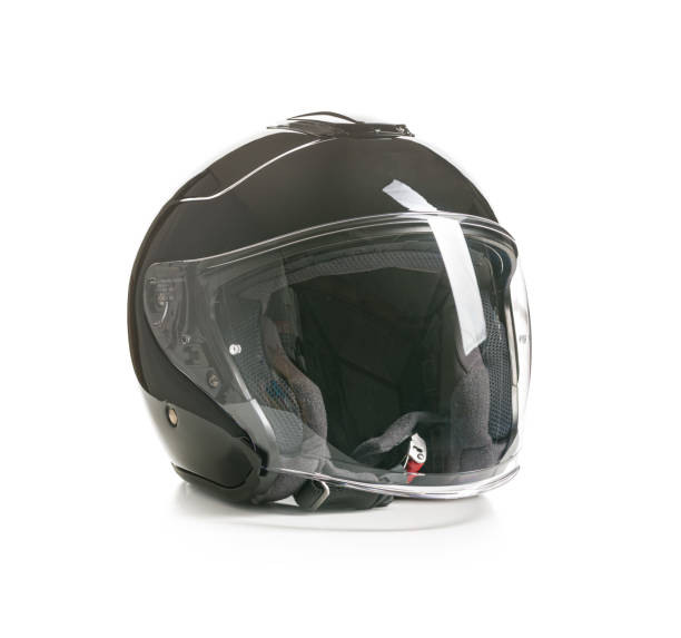 открытое лицо мотоциклетный шлем. - helmet helmet visor protection black стоковые фото и изображения