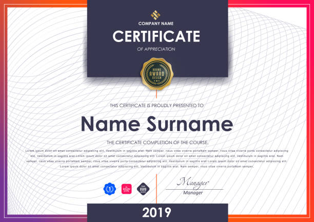 Certificate template with modern pattern,diploma,Vector illustration. Certificate template with modern pattern,diploma,Vector illustration. certificates and diplomas stock illustrations