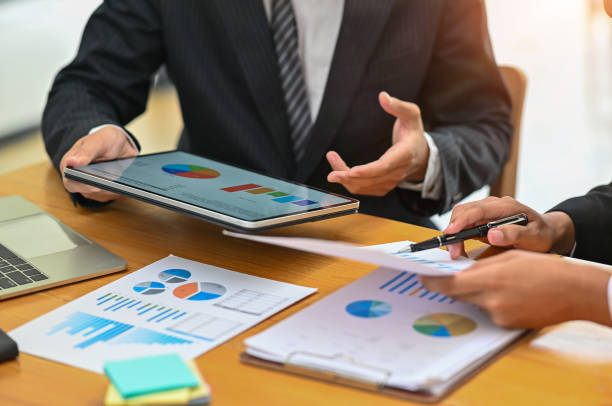 istock Business meeting with digital tablet, Consult concept. 1159538308