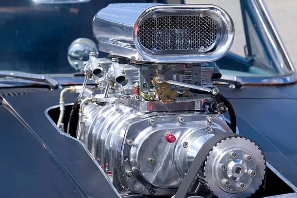 V-8 ford motor with a big blower