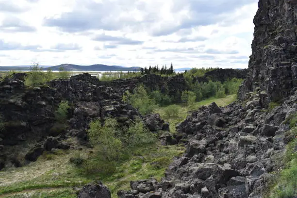 Photo of Landscape at the Thingvellir National Park near Reykjavik at the Golden Circle in Iceland