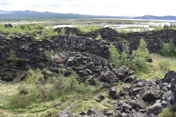 Photo of Landscape at the Thingvellir National Park near Reykjavik at the Golden Circle in Iceland