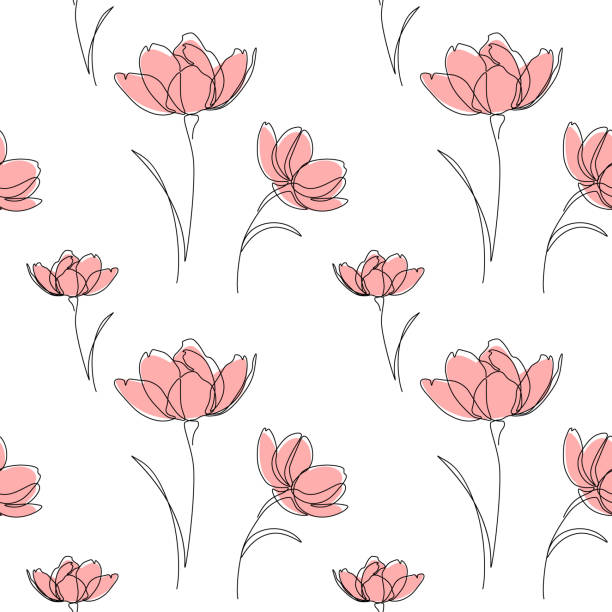 ilustrações de stock, clip art, desenhos animados e ícones de floral seamless pattern - backgrounds textured inks on paper black