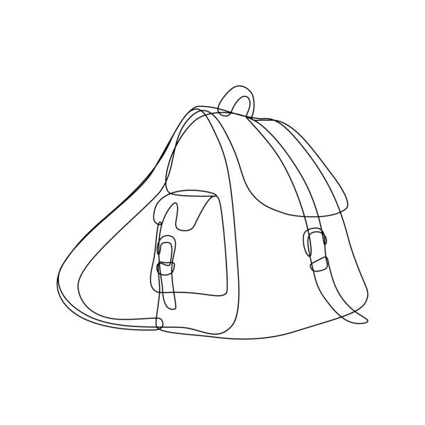 Backpack Backpack in continuous line drawing style. Rucksack black line sketch on white background. Vector illustration satchel bag stock illustrations