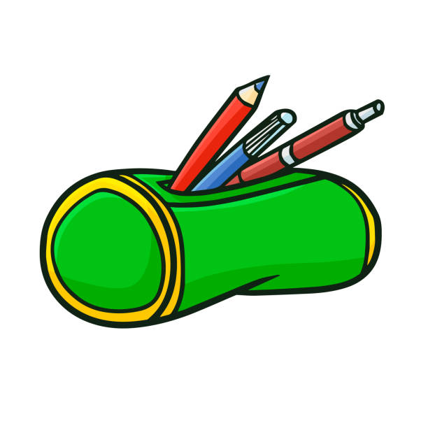 Green Yellow Pencil Case Opened Stock Illustration - Download Image Now - Pencil  Case, Pencil, Pen - iStock