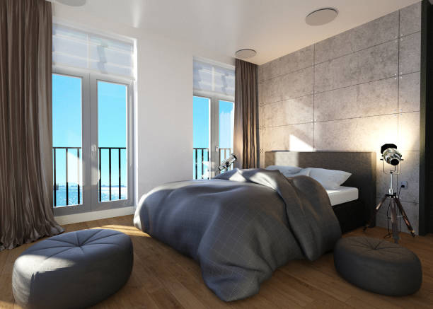 istock Hotel Room or Bedroom Interior 3D Illustration 1159545171