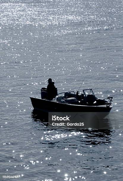 Pescador De Silueta Foto de stock y más banco de imágenes de Motor eléctrico - Motor eléctrico, Pesca de agua dulce, Actividad de fin de semana