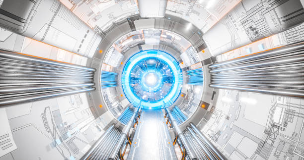 istock Sci corridor spaceship interior that leads to a super computer AI future technology concept 1159550981