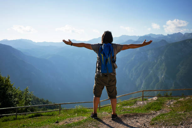 istock Man at the top looking at Triglav 1159551736