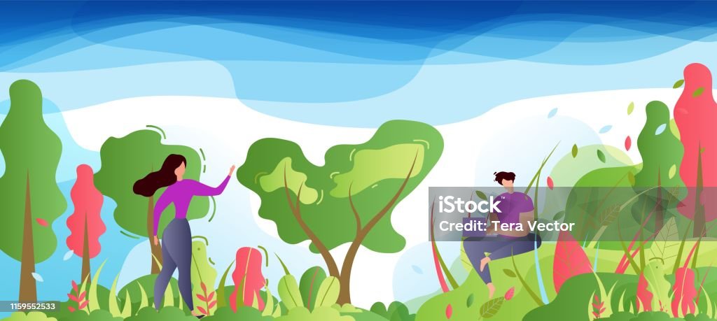 Man Freelancer And Happy Woman On Nature Cartoon Stock Illustration -  Download Image Now - Addiction, Adult, Apartment - iStock