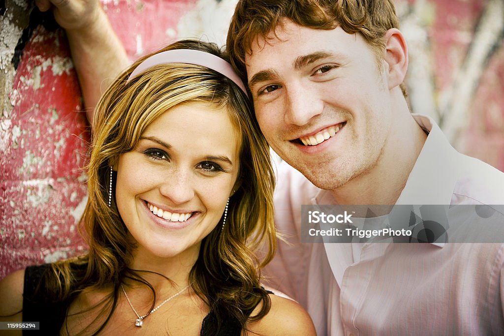 amazing couple portraits attractive couple on grunge. Adult Stock Photo