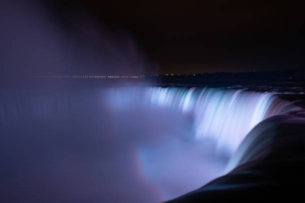 istock Niagara Falls illuminated in glowing colours at night 1159553173