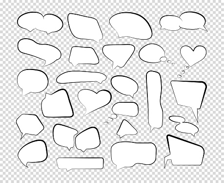 Shouting Shape Outline Speech Bubbles Set Talk Cloud Comic Line Retro Shouting Shapes ...