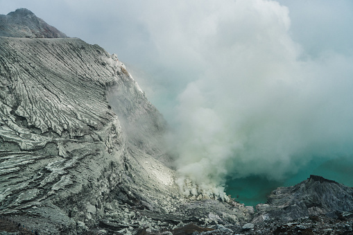 Scenic view of Ijen volcano on Java, Indonesia