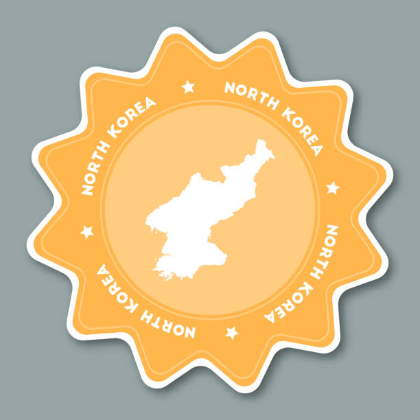 ilustrações de stock, clip art, desenhos animados e ícones de korea, democratic people's republic of map sticker in trendy colors. - democratic peoples republic of north korea
