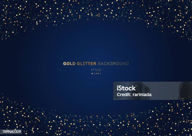 Guld Glitter Cirklar Festligt På Mörkblå Bakgrund Med Plats För Din Text-vektorgrafik och fler bilder på Bakgrund