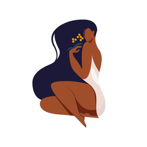 illustrazioni stock, clip art, cartoni animati e icone di tendenza di bella donna con capelli lunghi neri e pelle scura - popoli latino americani