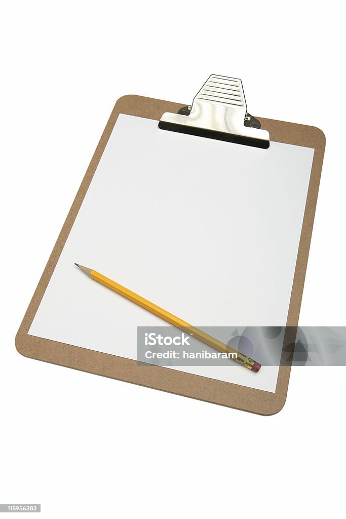 Cilpboard com almofada branca e amarela no.2 lápis - Foto de stock de Branco royalty-free