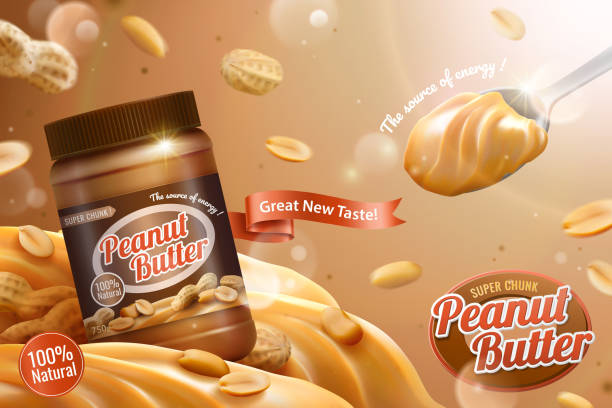 Peanut butter spread ads vector art illustration