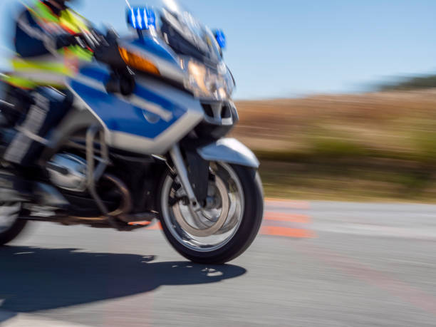 German Police motorcycle in action German Police motorcycle in action manhunt law enforcement stock pictures, royalty-free photos & images