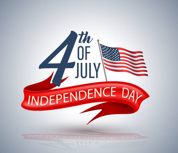 istock 4th of July red ribbon with USA star. 1159568931