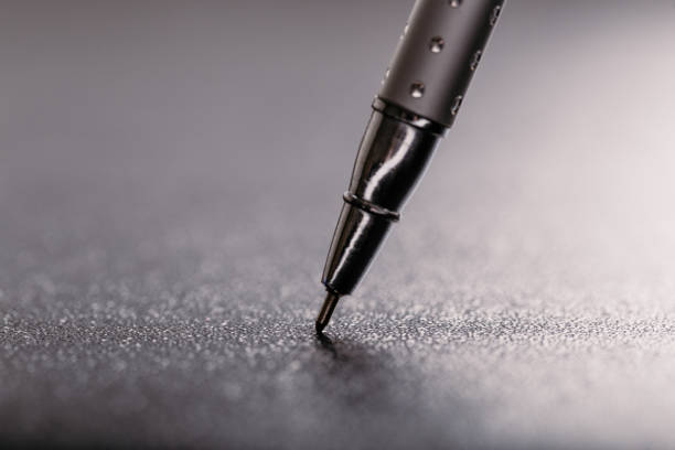 istock automatic plastic ballpoint pen with clipping path on black background. close up. 1159569015